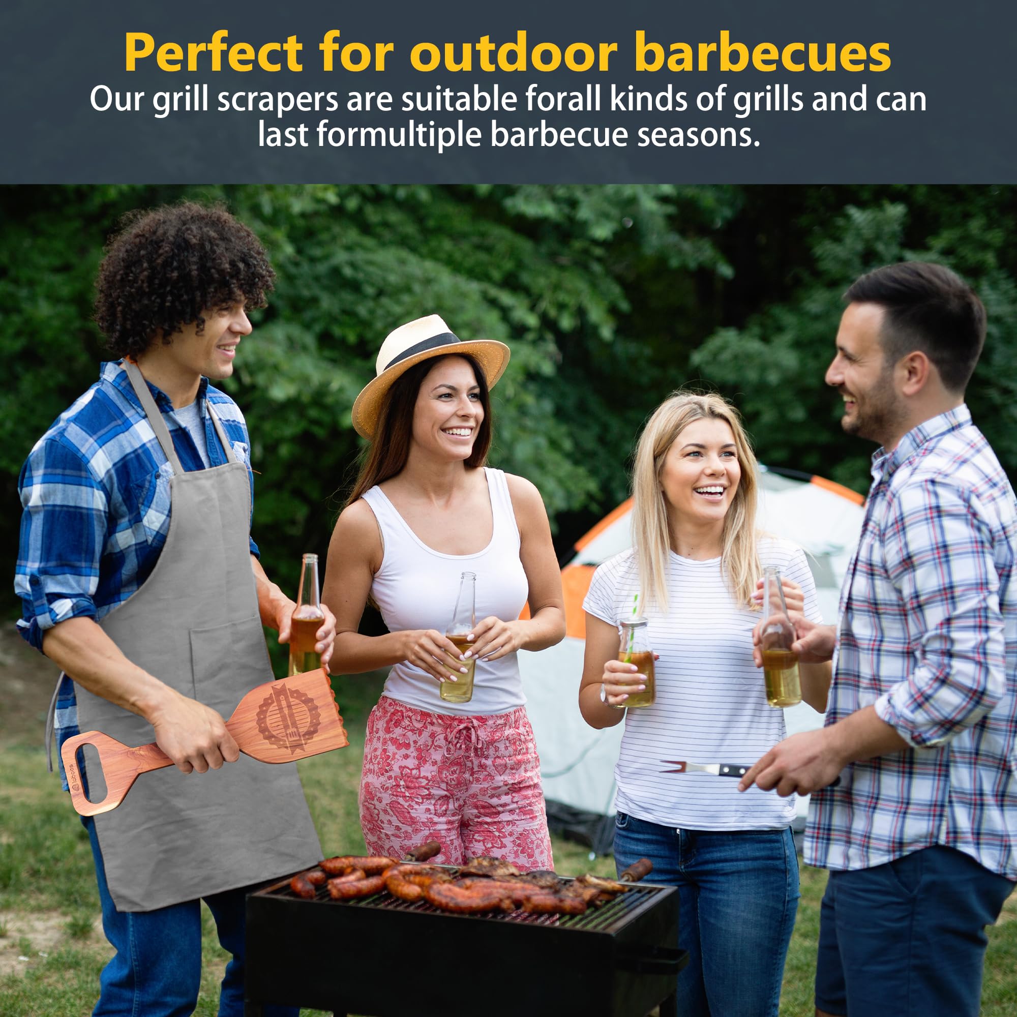 Laboos bristle-free scraper delivers gentle, effective grill cleaning.