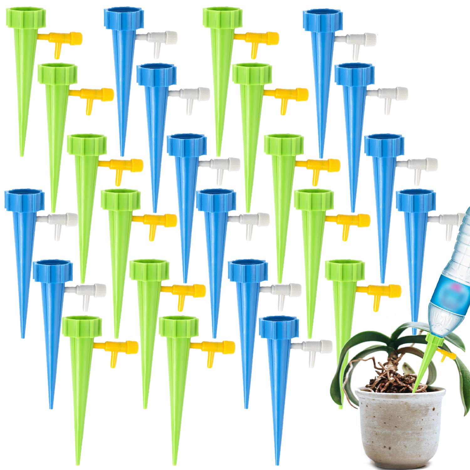 LABOTA 24-pack self-watering spikes enable efficient plant hydration.