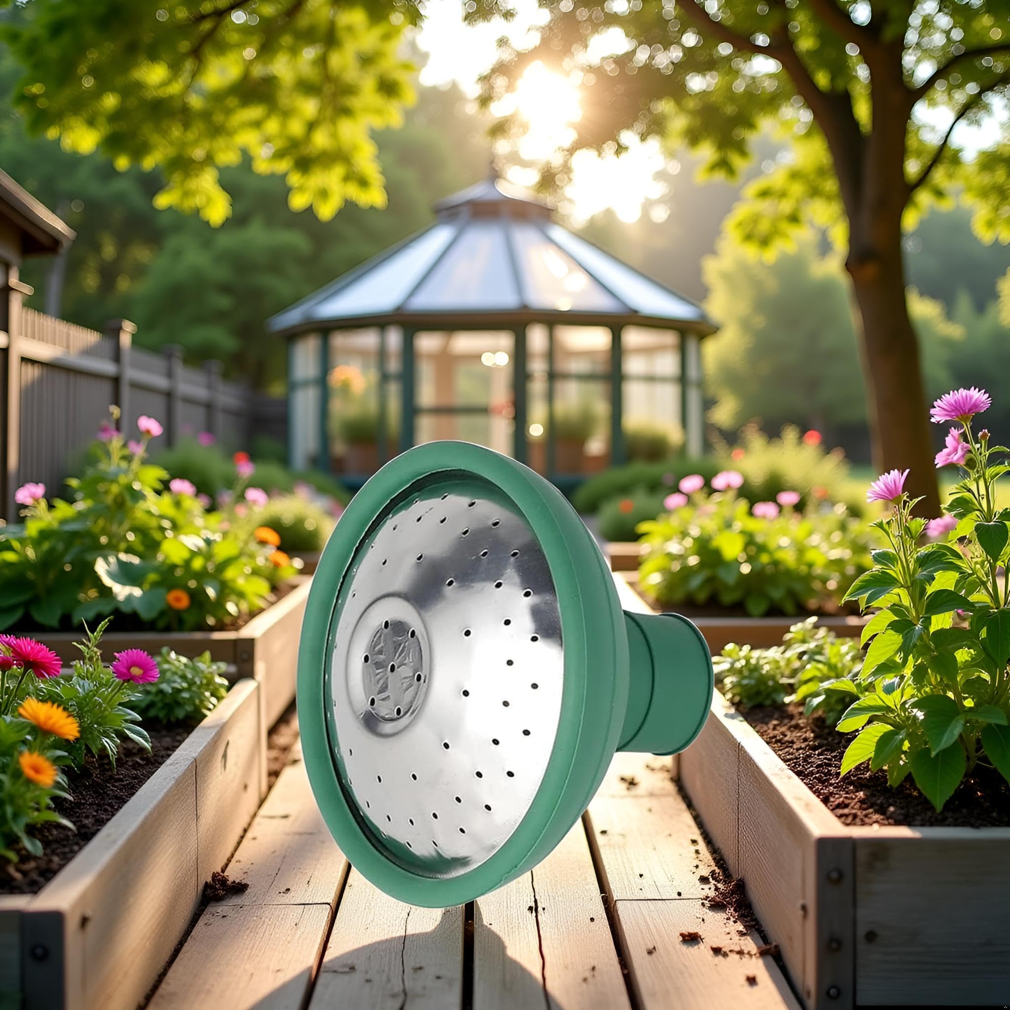 Labriciyon green rose head close-up with multiple spray holes for even coverage.