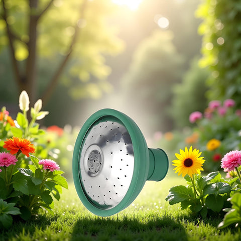 Labriciyon green universal sprinkler attachment provides precise watering for potted plants.