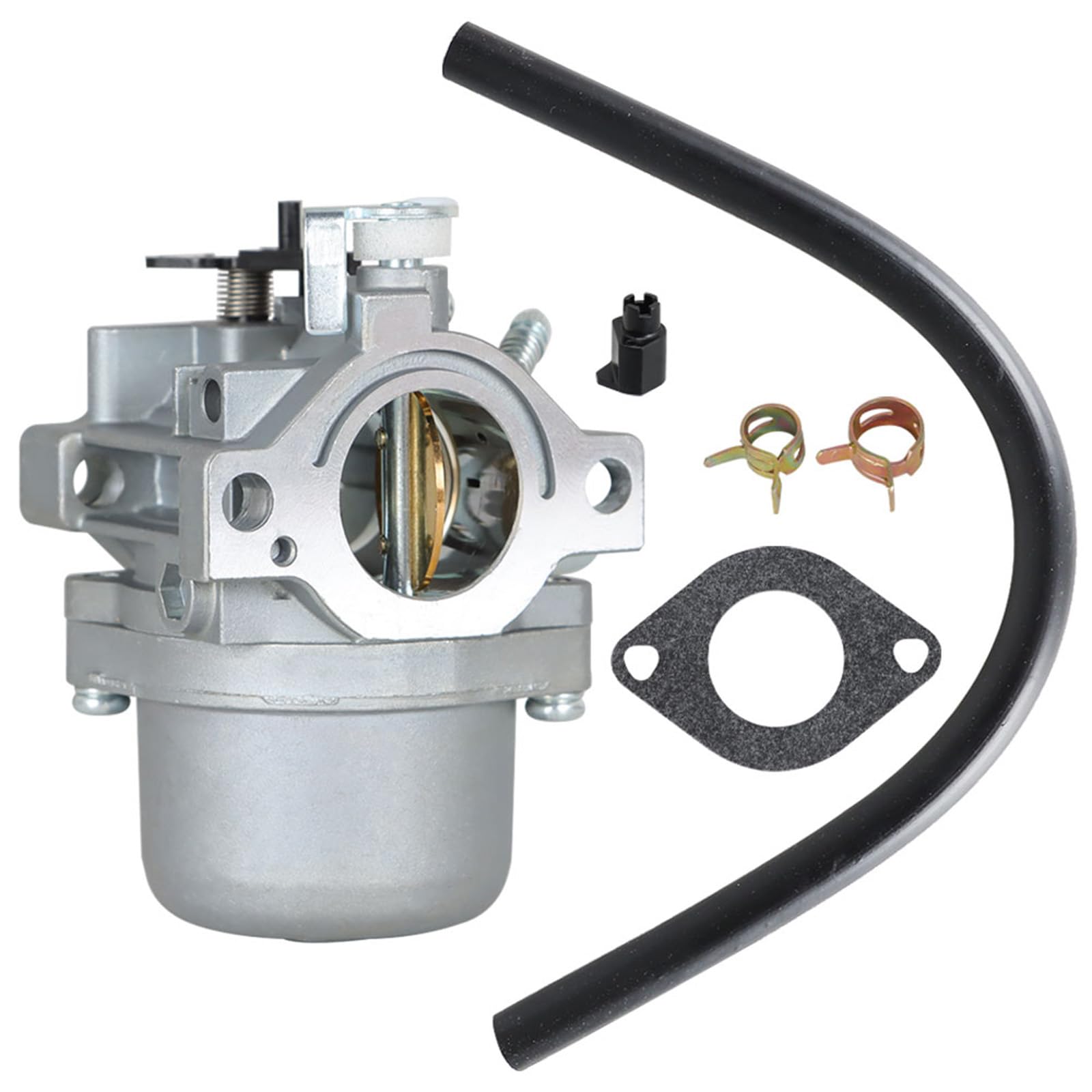 Labwork carburetor for Briggs Stratton, front view, ready to restore steady engine startup.