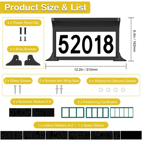 Lacasa address plaque with auto on/off sensor for dusk-to-dawn operation