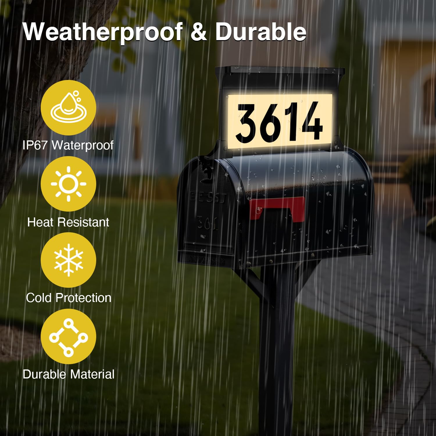 Lacasa bright night visibility helps mail carriers locate your home