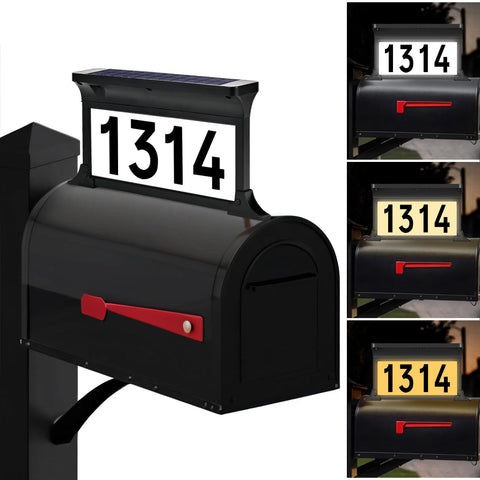 Lacasa solar address sign with 3 colors and double-sided LEDs for curb visibility
