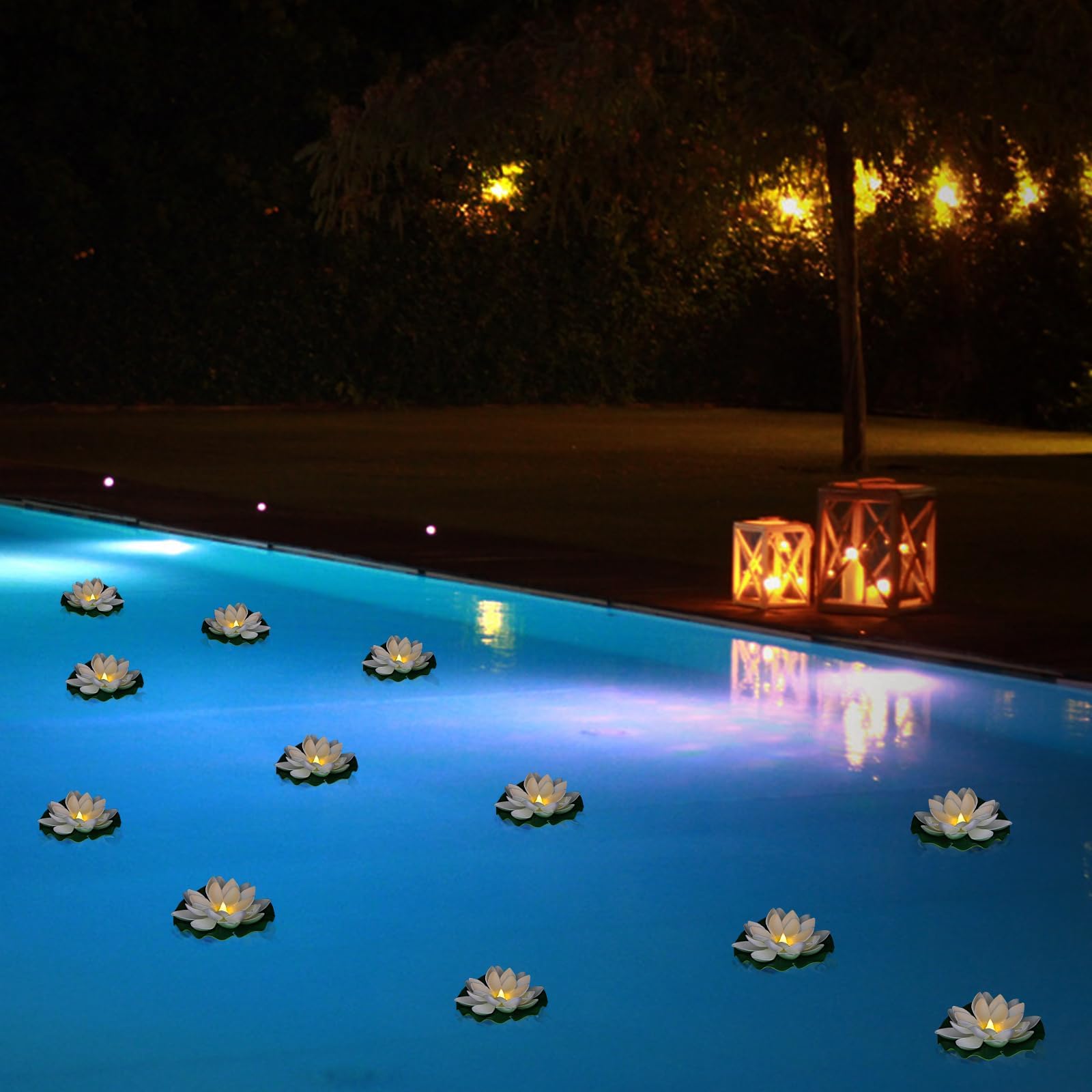 LACGO lotus petal design with green pad adds lifelike charm to water features.