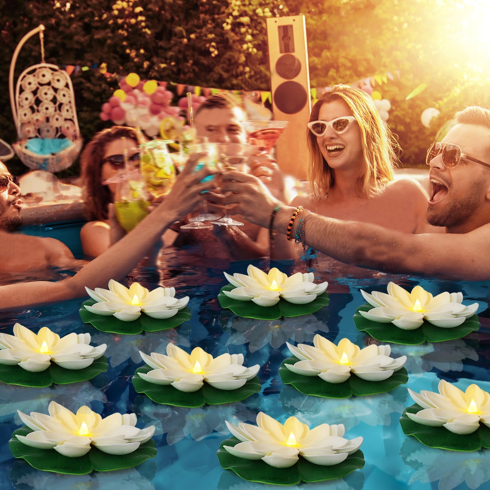 LACGO water-activated lotus lamps activate on contact to create magical garden ponds.