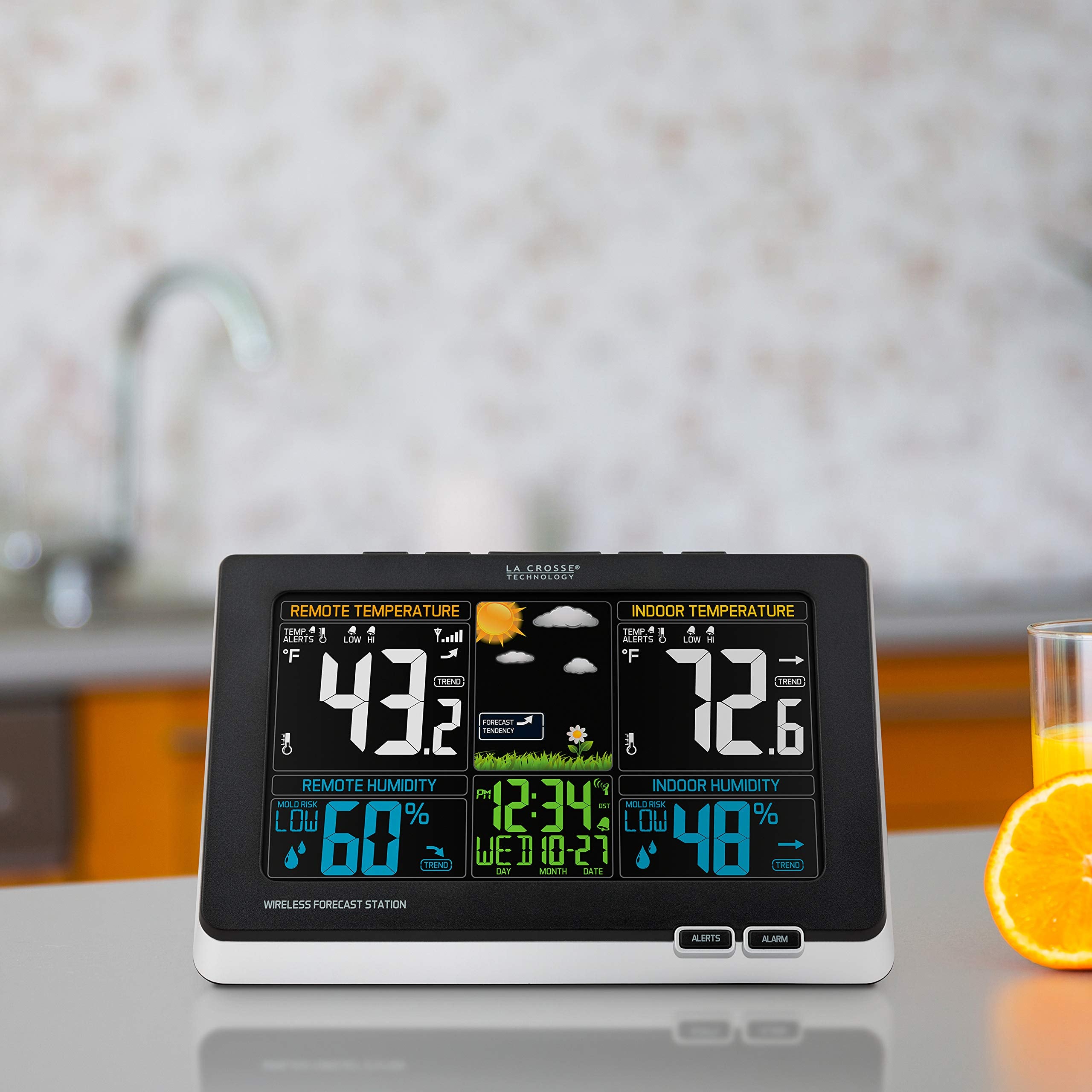 Outdoor sensor placement enabling accurate weather readings.