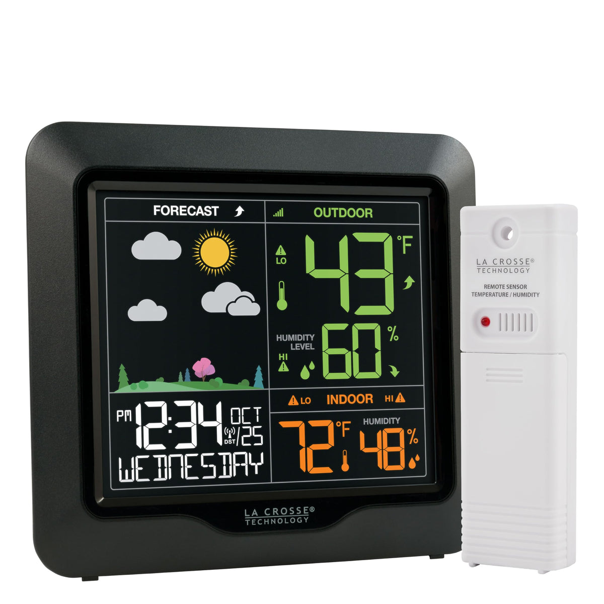 La Crosse Technology L78571 color forecast display with vibrant visuals for quick weather insights.