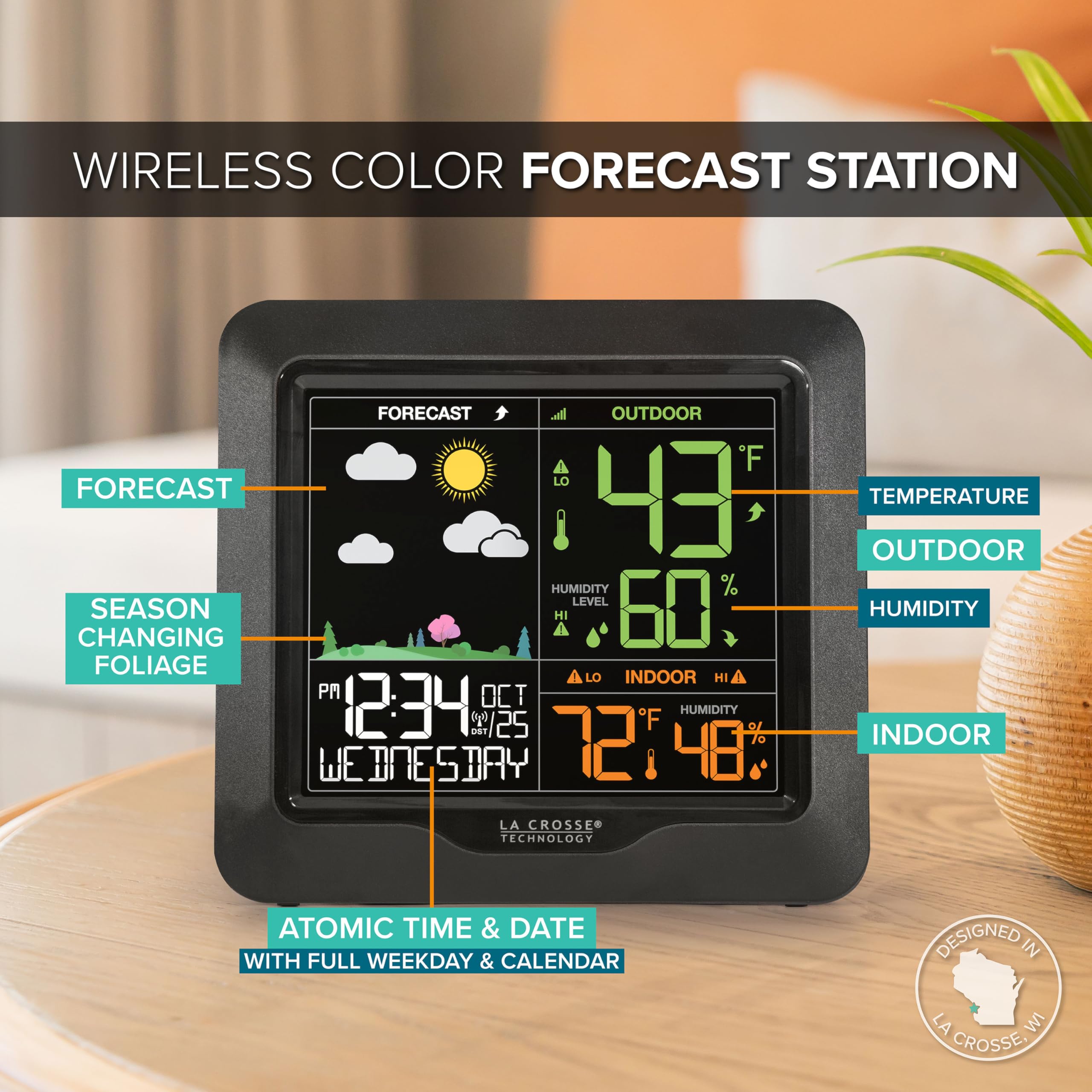 La Crosse Technology L78571 customizable alerts with audio signals keep you informed.