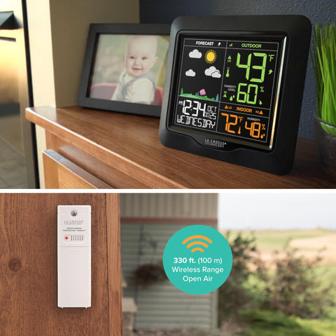 La Crosse Technology L78571 indoor-outdoor temperature and humidity readout for home comfort.