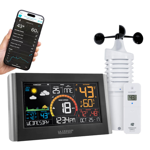 La Crosse Technology V21-WTH display front view for quick backyard weather checks