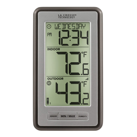 La Crosse WS-9160UV3 front view with a clear display for quick indoor outdoor readings.
