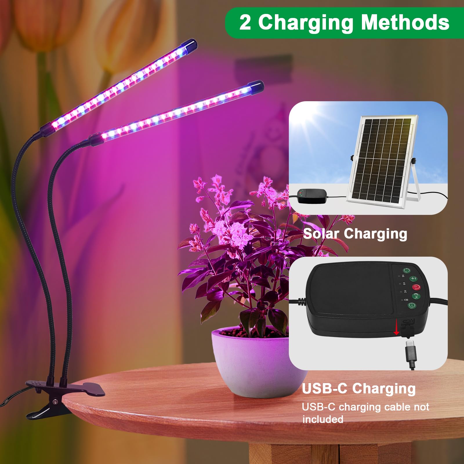 LADATE 8000mAh battery ensures extended light during cloudy days.