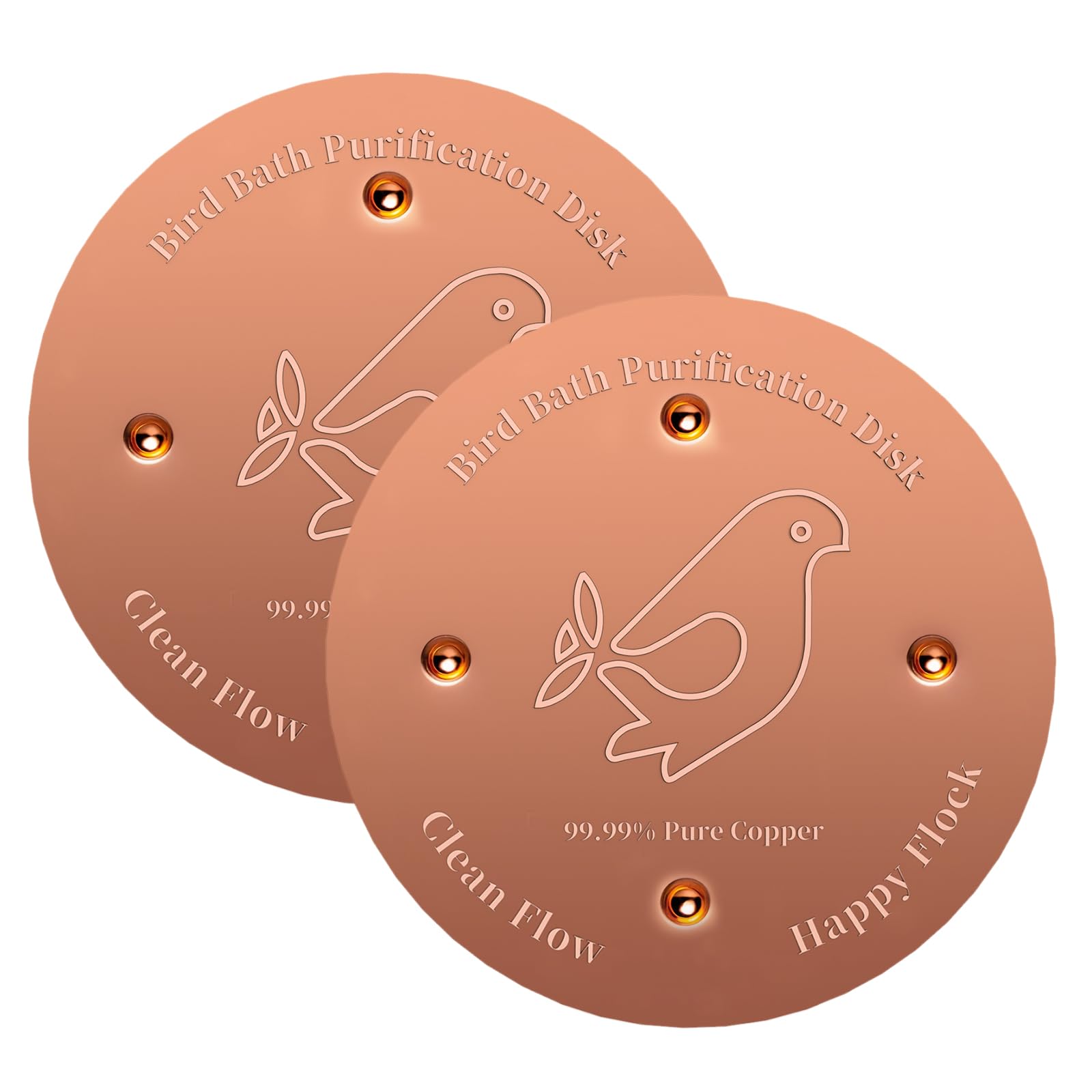 Laddatz copper bird bath disc 2-pack promotes clearer water naturally.