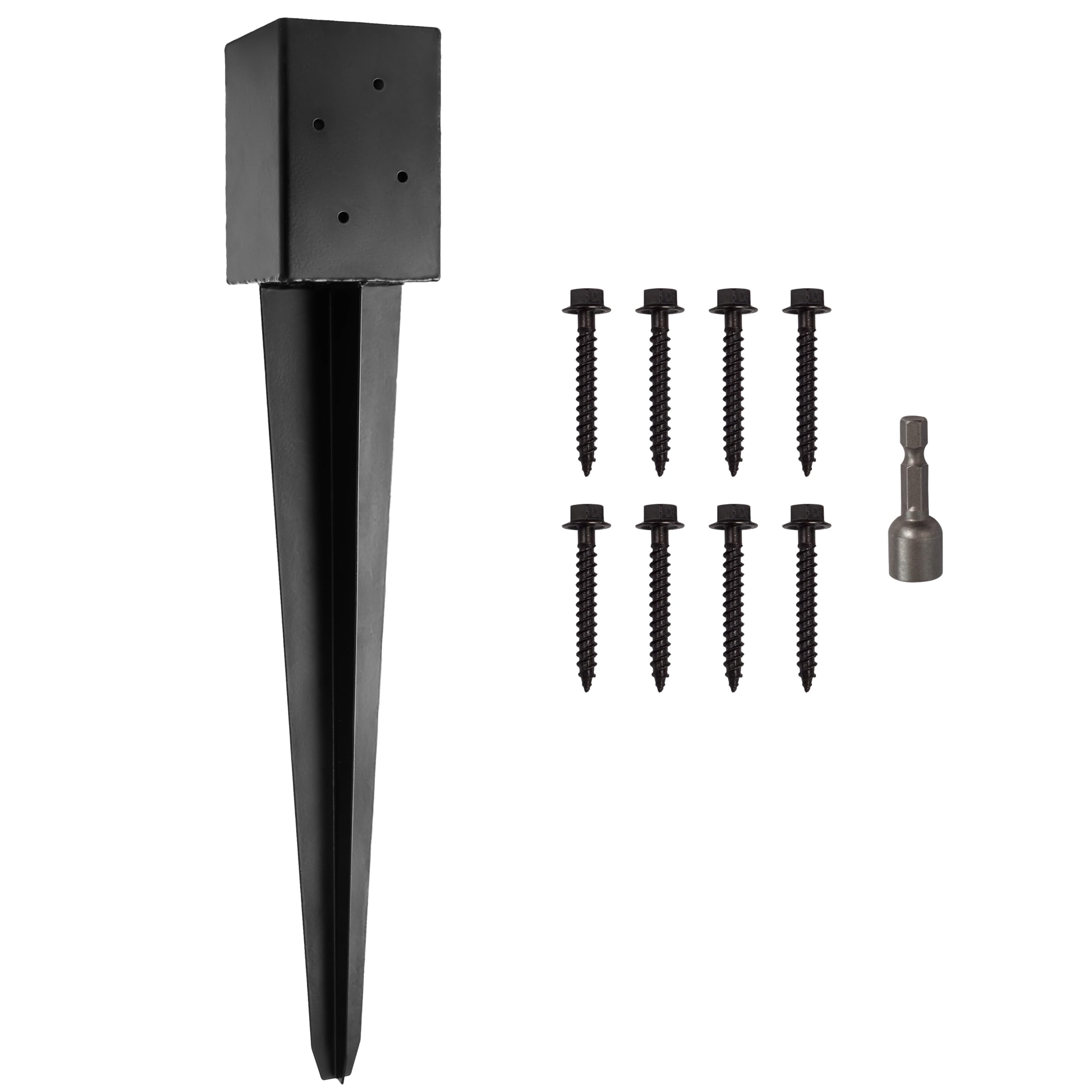 LADECH 4x4 fence post anchor in black powder coat secures outdoor posts