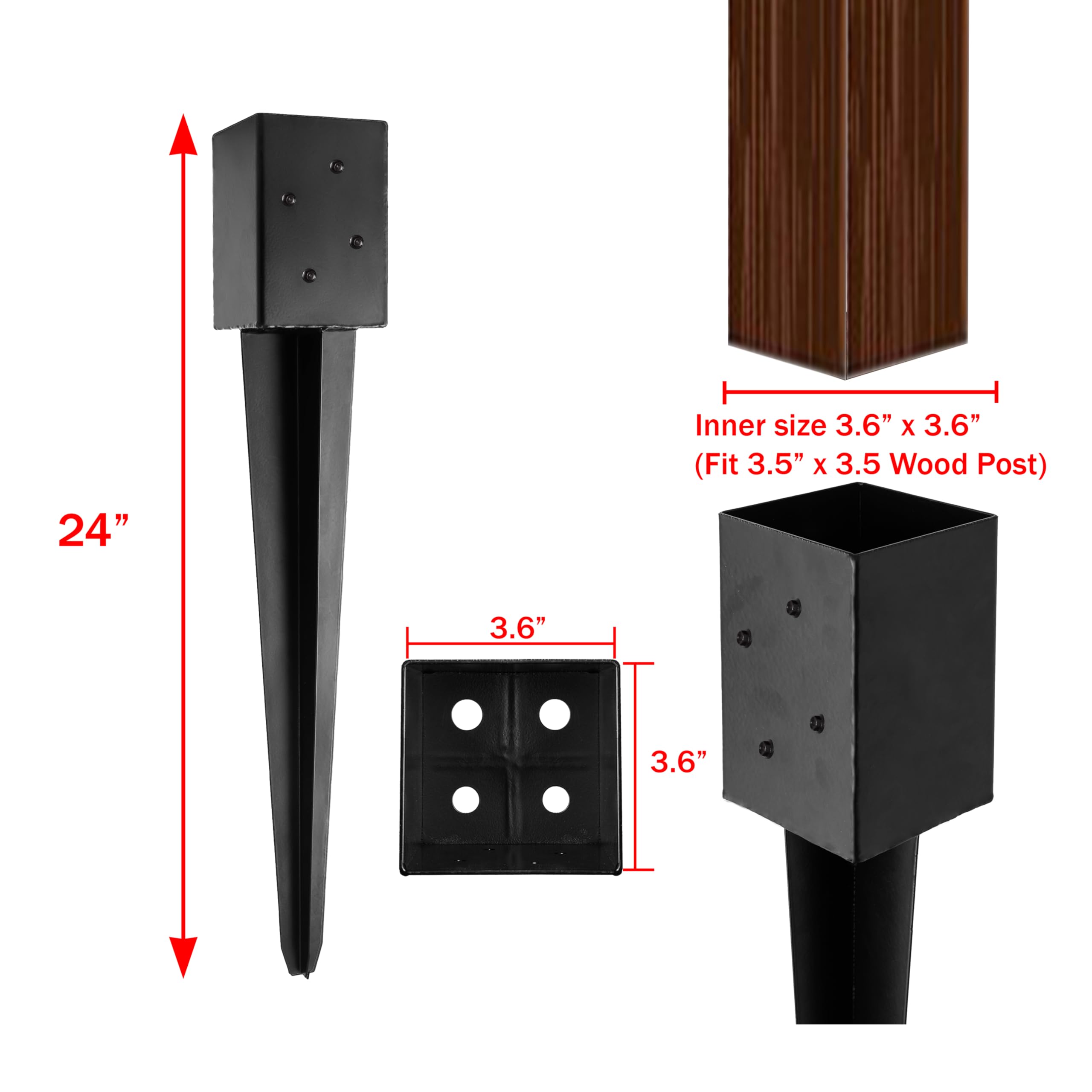 LADECH ground spike installation shown for quick no-dig post setup