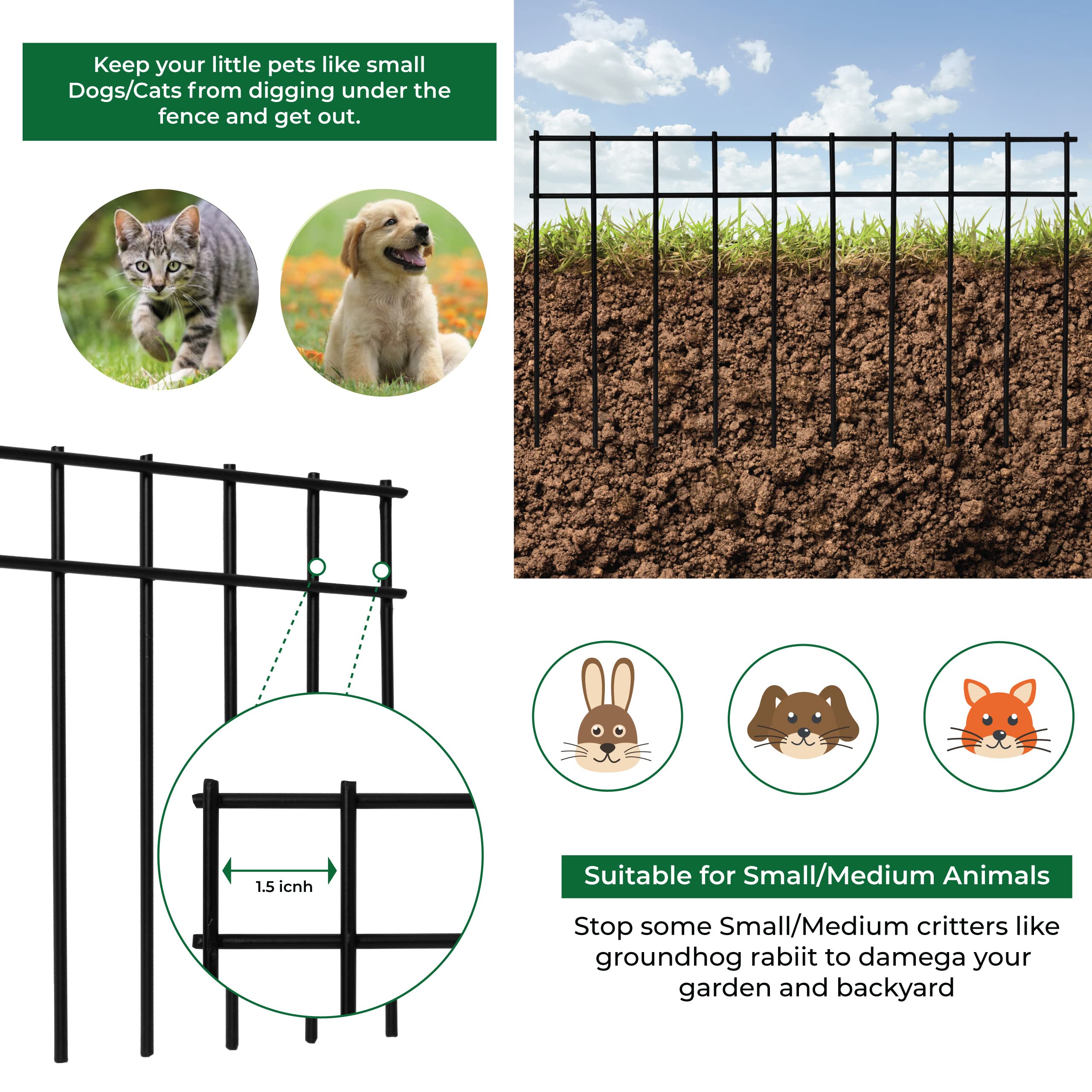 LADECH no-dig fence in black powder coat illustrating outdoor durability.