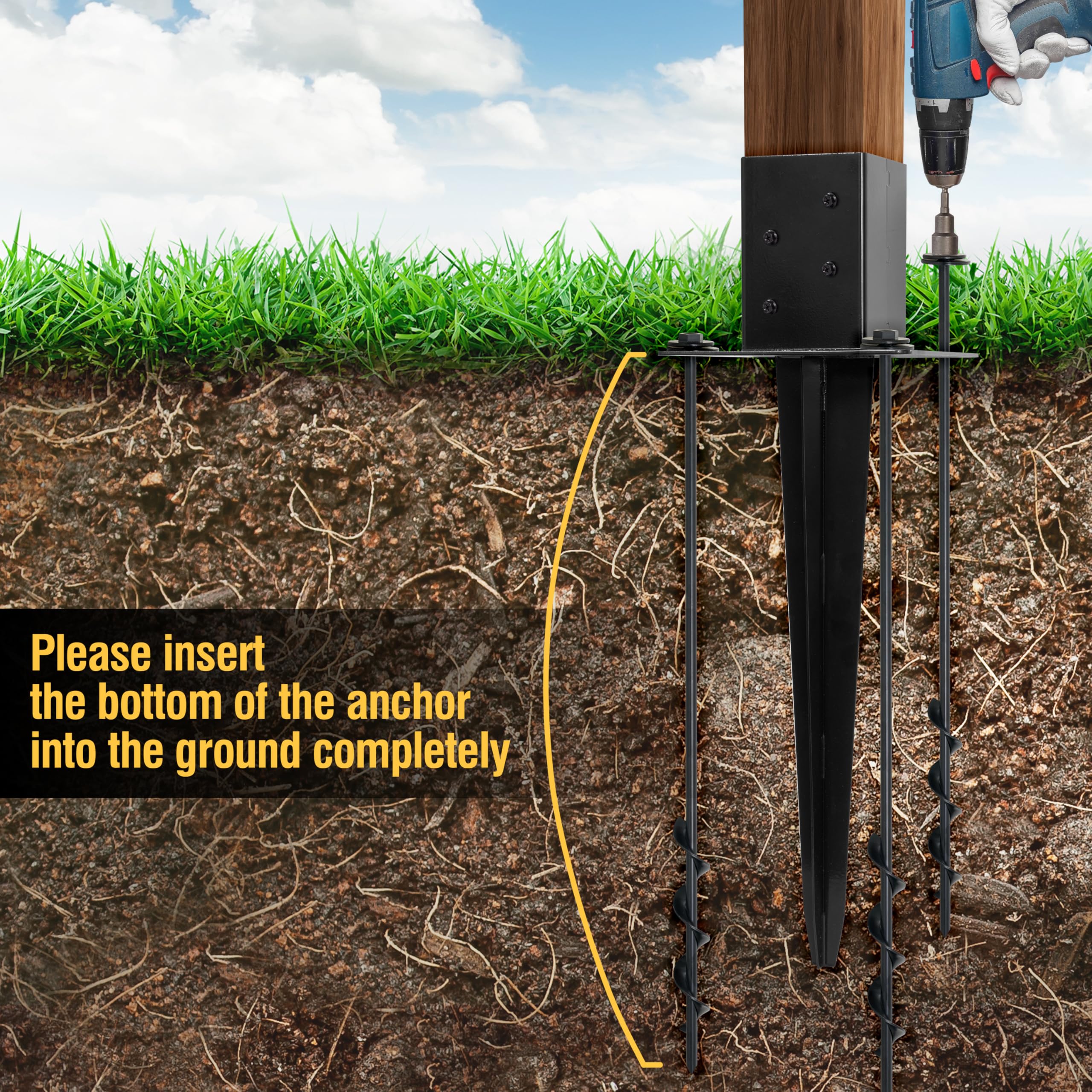 LADECH powder-coated post anchor protects wood from rot