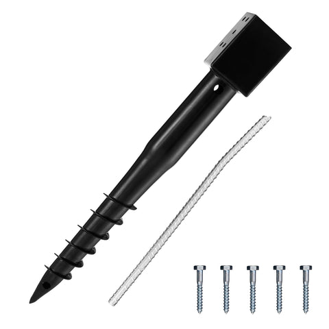 LADECH Premium No-Dig Ground Anchor stabilizing a mailbox post for outdoors.