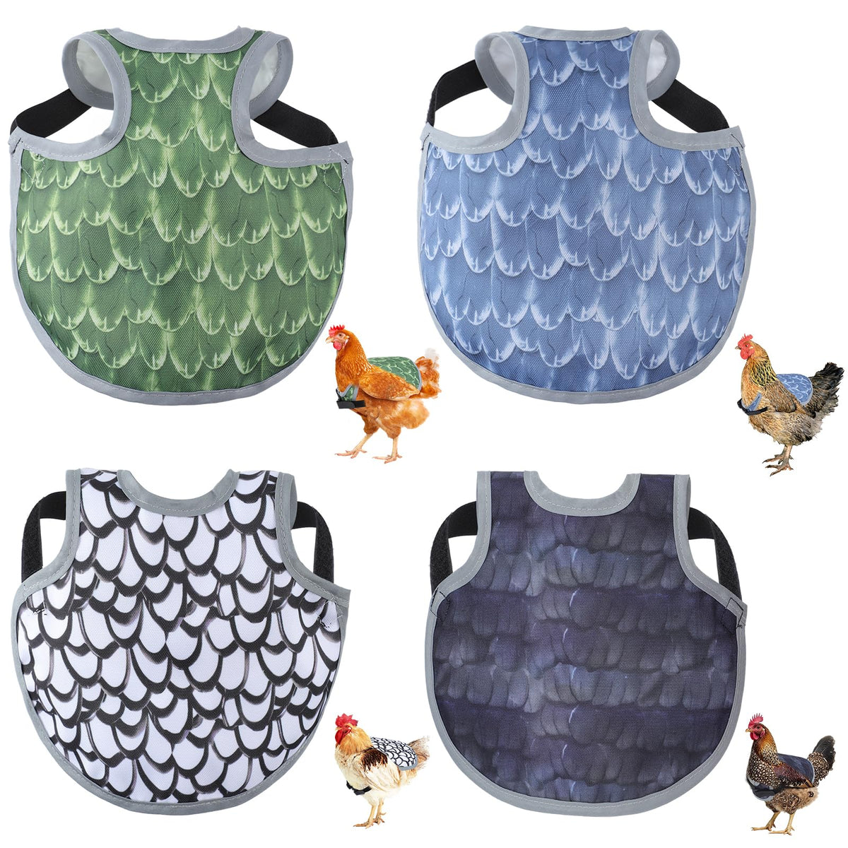Laelr chicken saddle showing back protection during pecking and feather wear.