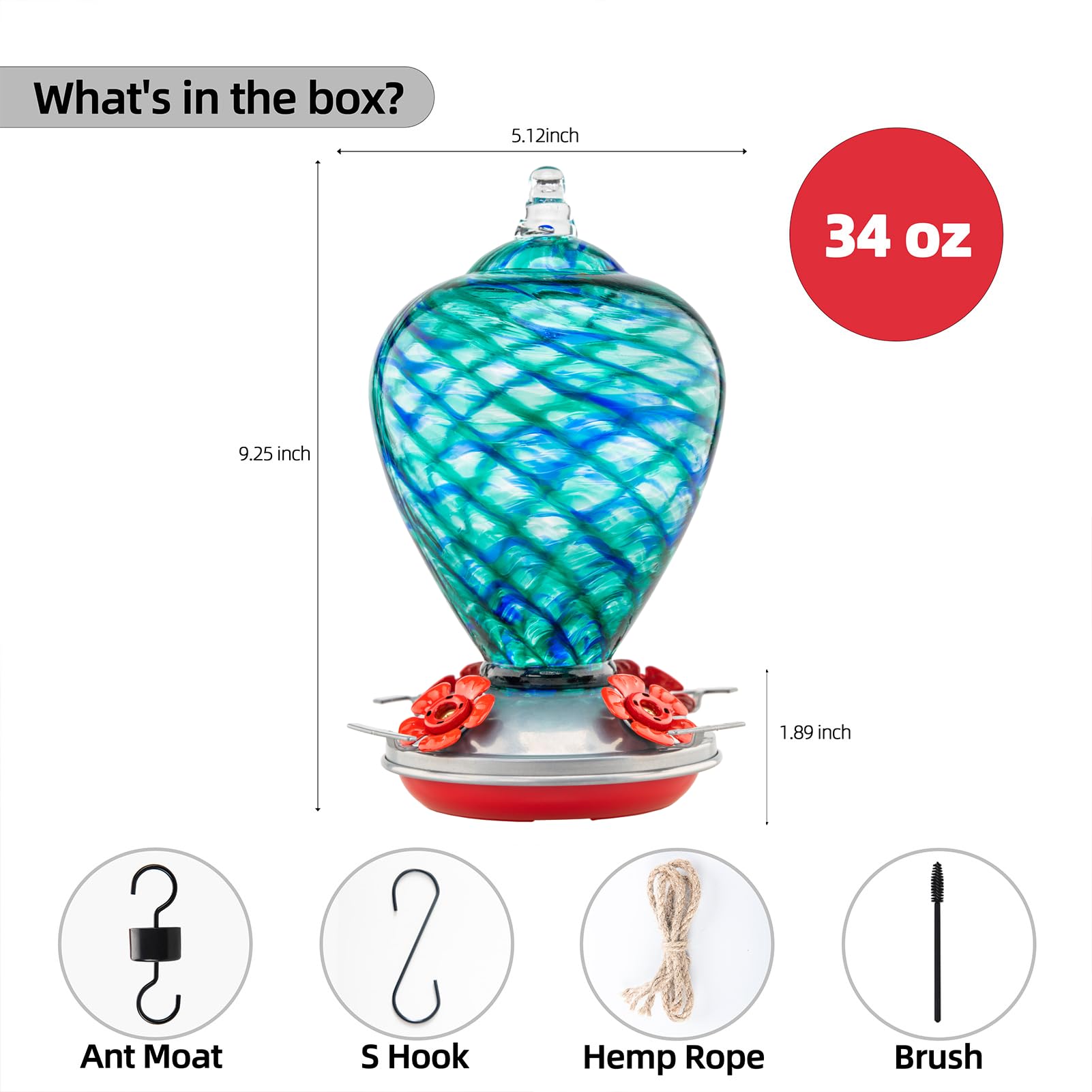 LaElvish Garden glass feeder wide mouth enables simple filling and cleaning.