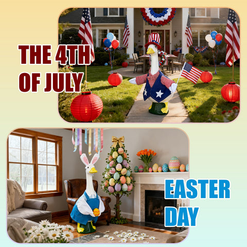 Lafans 8-set Easter goose outfit in pastel hues, cheerful vibe.