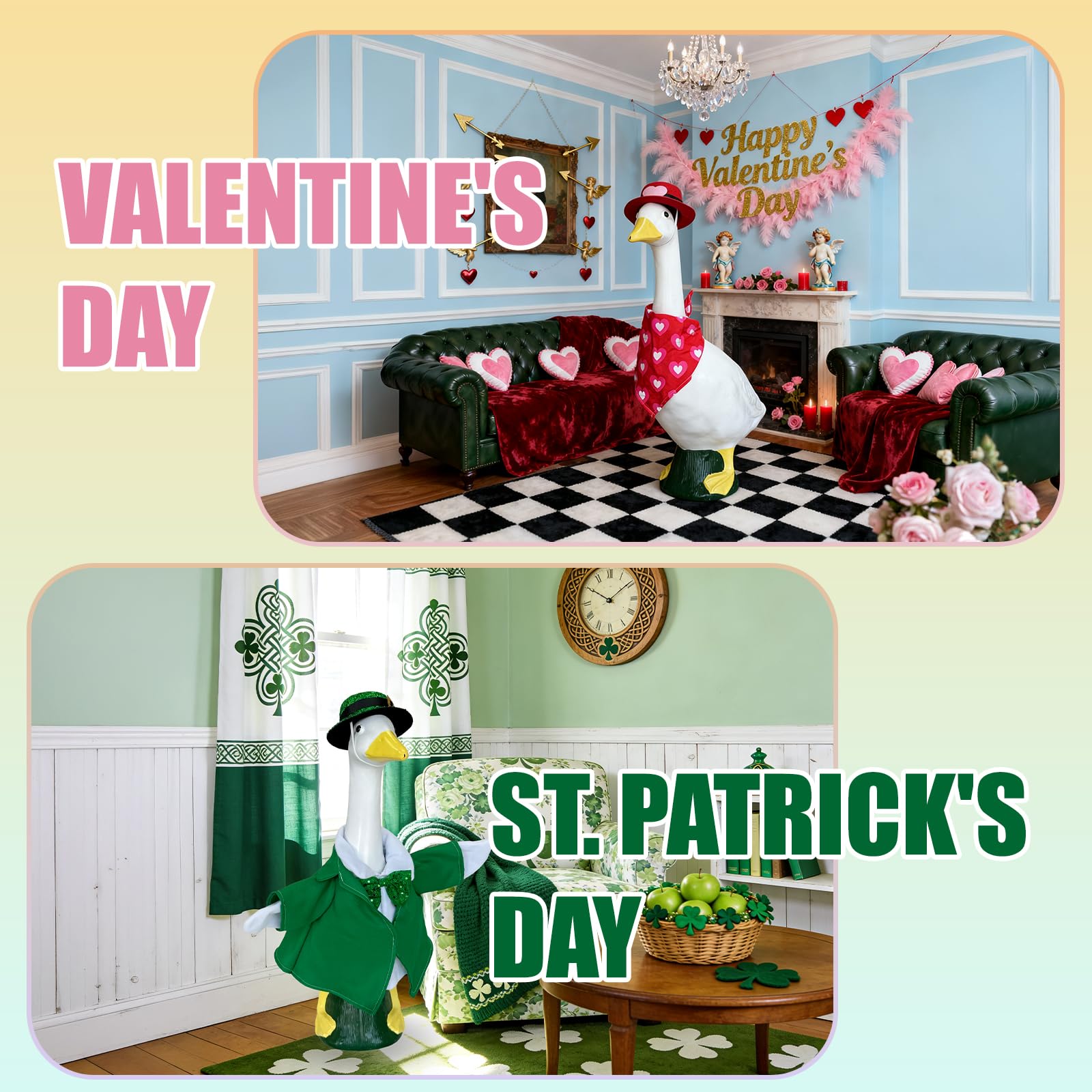 Lafans 8-set Valentine’s Day goose outfit with heart accents, festive charm.