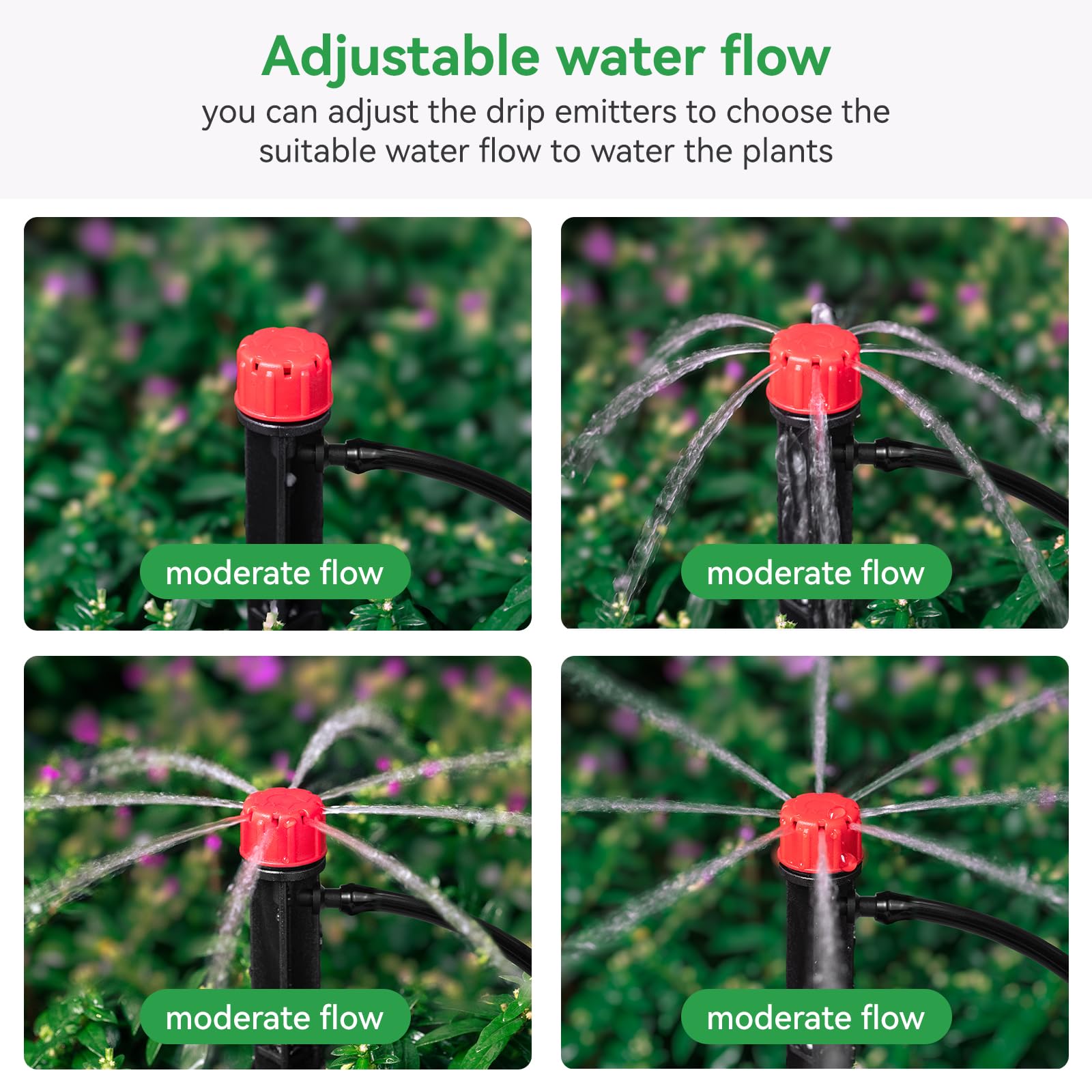 La Farah 5 inch stake anchors emitter for stable, targeted watering.