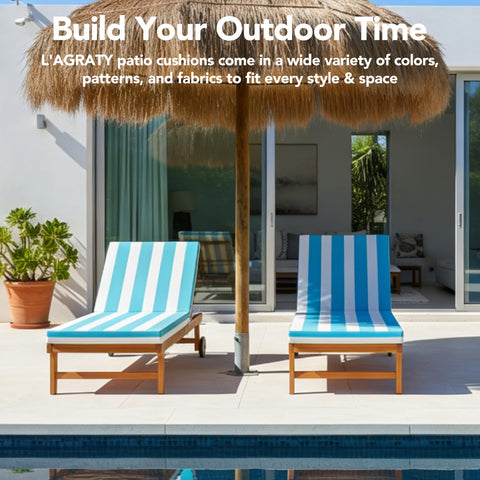 L'AGRATY weatherproof cushions perform well in any outdoor setting.