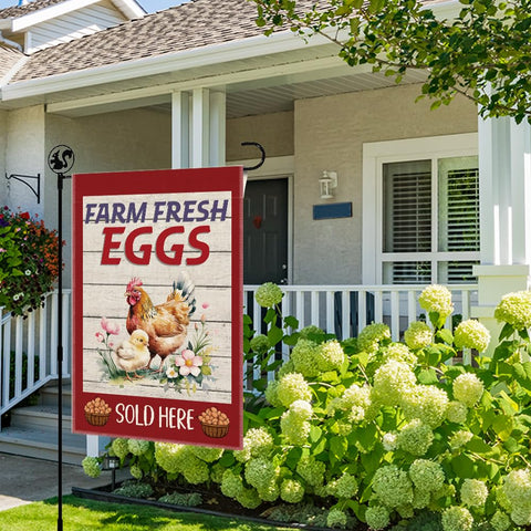 LAGZDFC Chicken Coops Decor flag boosts yard aesthetics near coops.