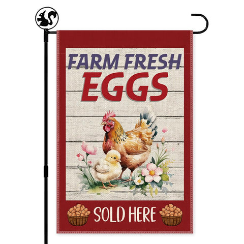LAGZDFC Sold Here Eggs flag adds rustic charm to outdoor entryways.