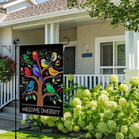 LAGZDFC Welcome Diversity flag outdoor display weather-ready for porches and yards