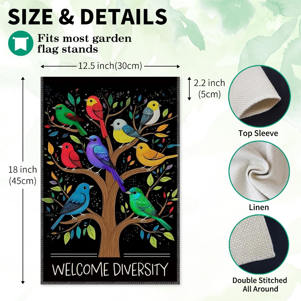 LAGZDFC Welcome Diversity flag rainbow birds closeup with vivid sun-resistant colors