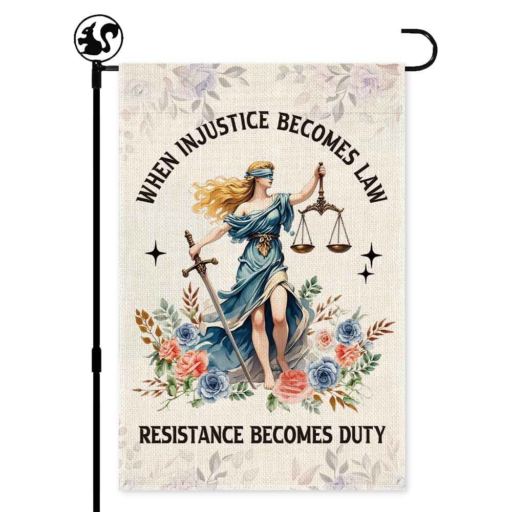 LAGZDFC when-injustice-becomes-law flag front view for outdoor display