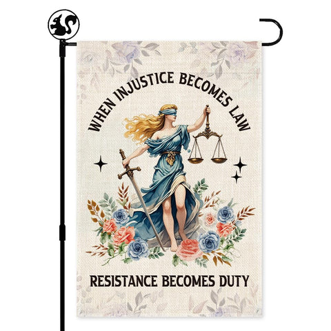 LAGZDFC when-injustice-becomes-law flag front view for outdoor display
