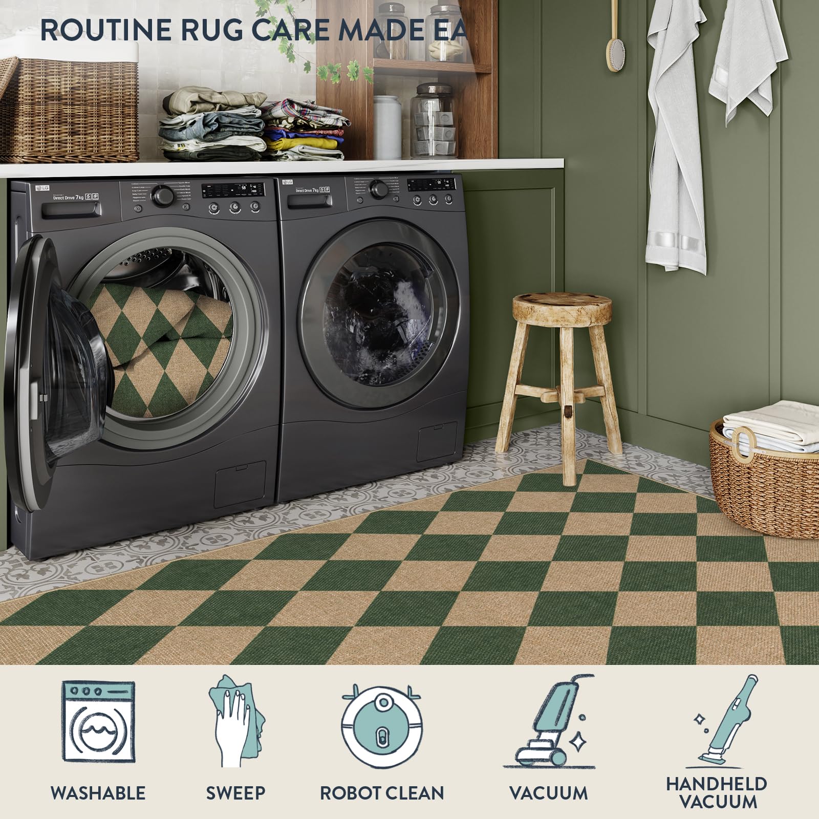 Lahome Colette deck outdoor rug designed for high-traffic spaces and washing.