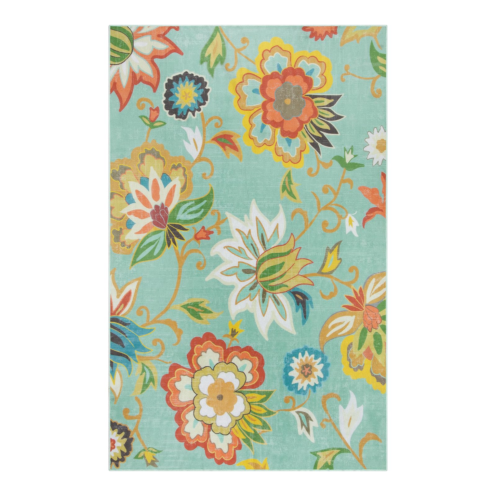 Lahome portable floral rug suits camping RV trips for quick, comfortable setup.