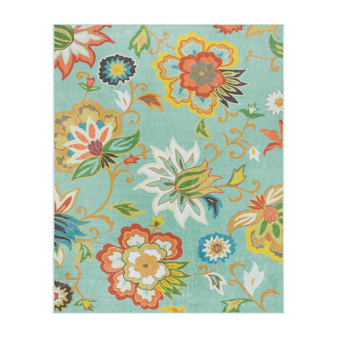 Lahome floral rug with pastel design to brighten porches and sunrooms.