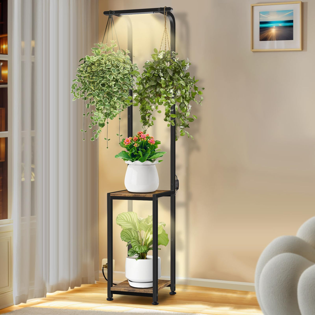 Laiduoleoe plant stand with grow lights 65inch for vibrant indoor gardening.
