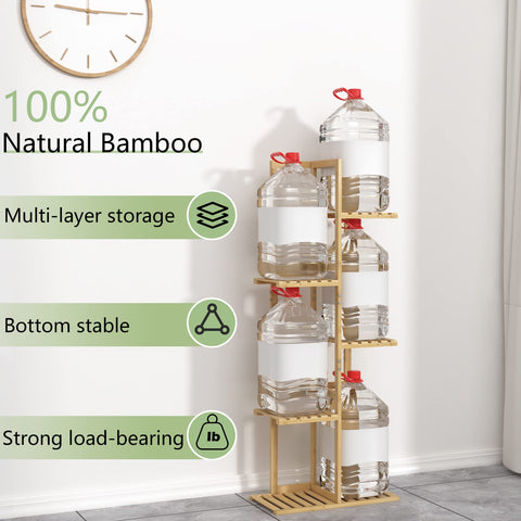 Laiensia bamboo 5-tier plant stand closeup showing smooth varnish finish