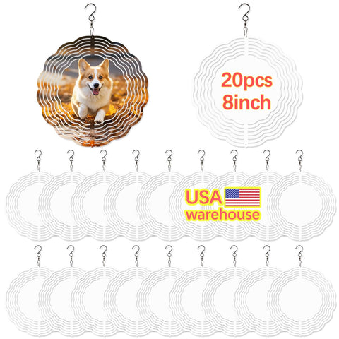LaiHiulaan 8in sublimation wind spinner blank front view ideal for outdoor garden designs