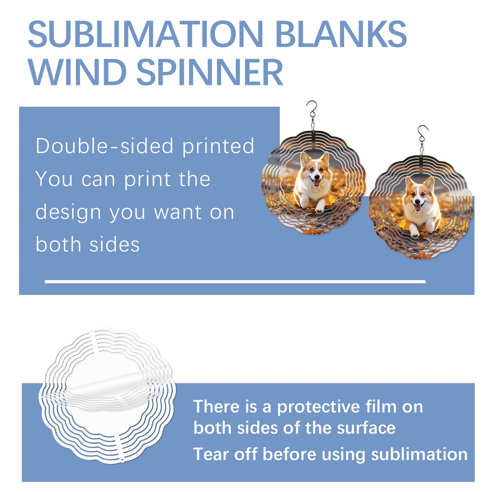 LaiHiulaan 8in wind spinner blank outdoor décor ideal for gifts and events