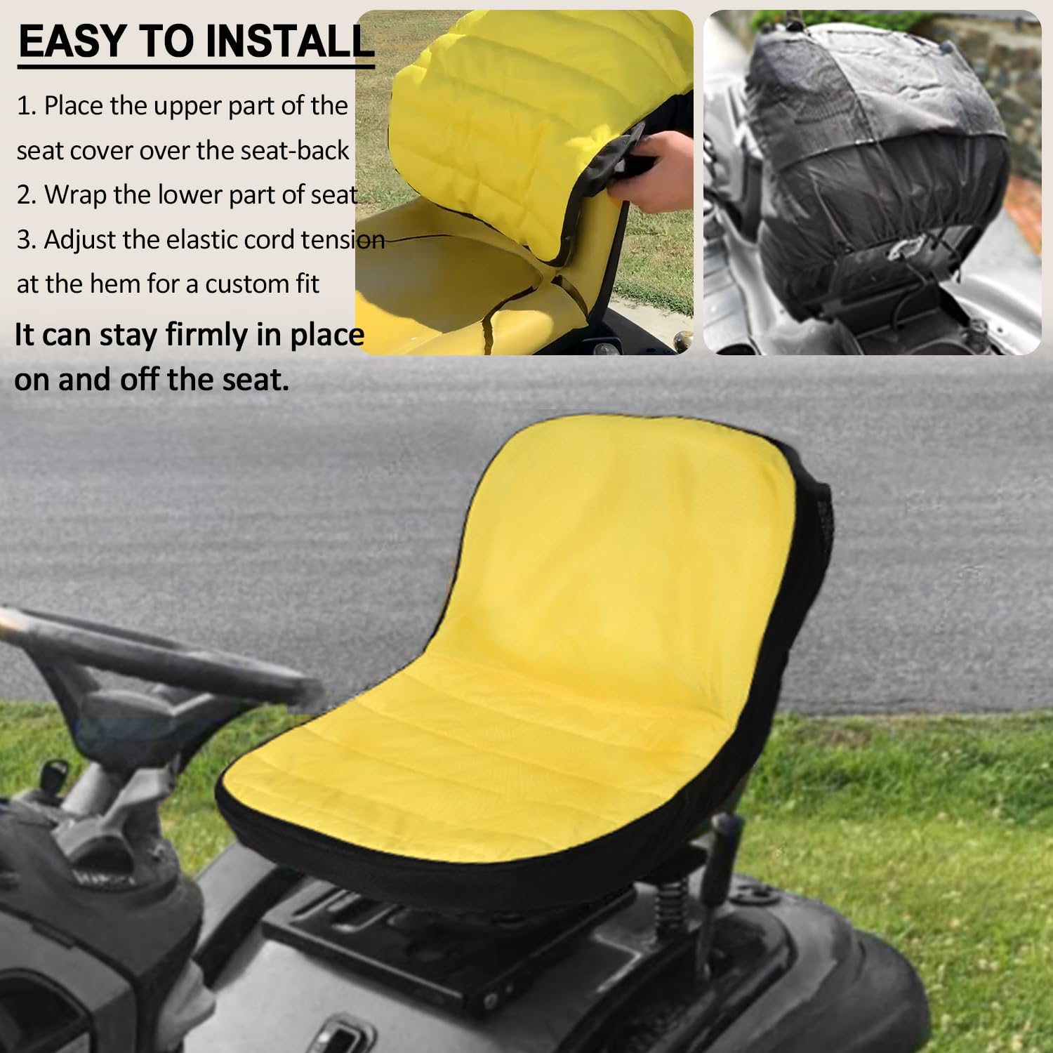 Easy installation with an elastic hem ensures a secure fit
