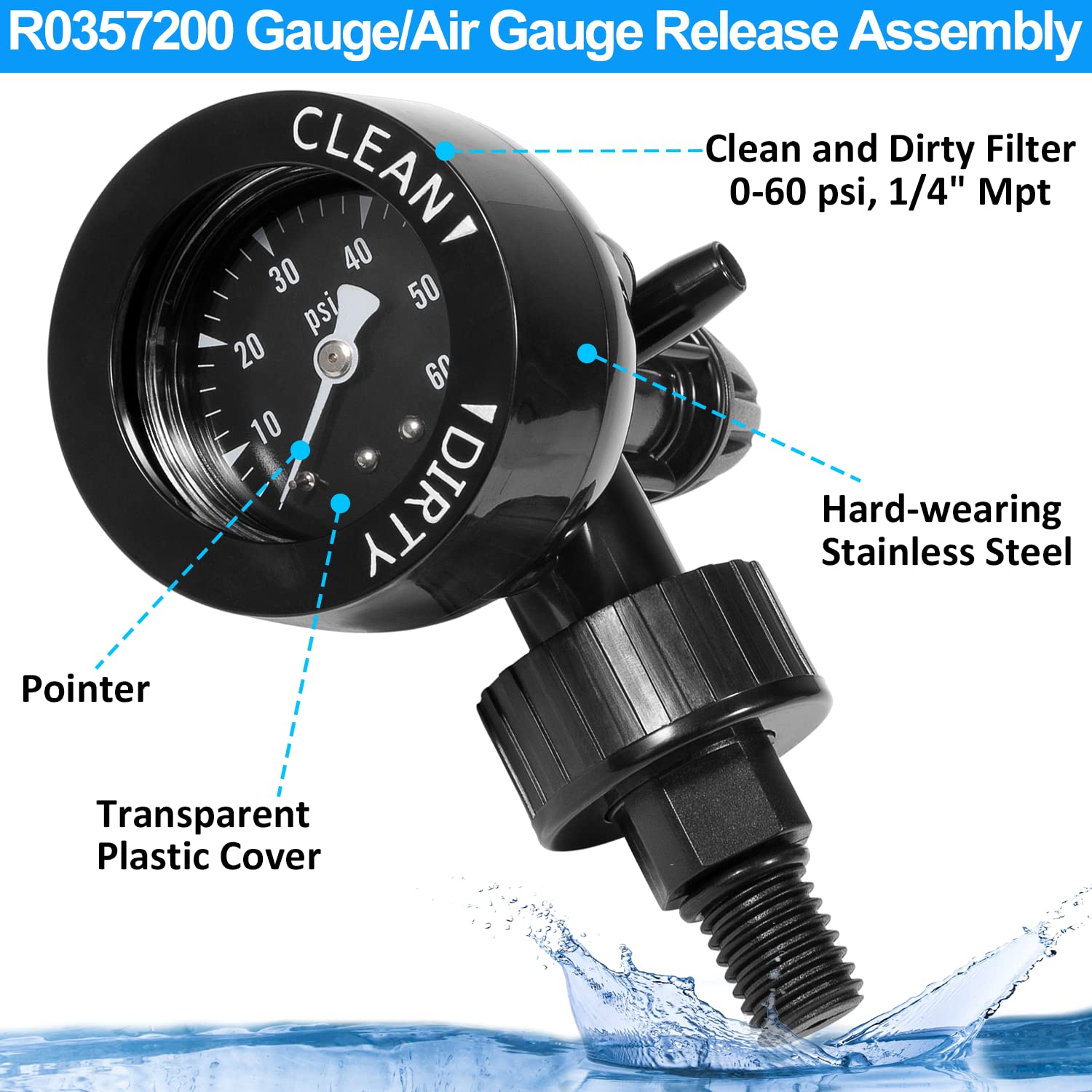 Pressure range indicator helps gauge 0-60 psi on LAIKOU R0357200