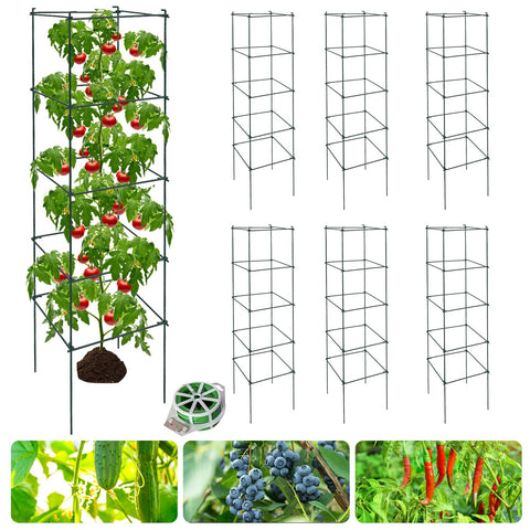 LAKNUAL tomato cage 4-tier setup supports plant growth with adjustable spacing.