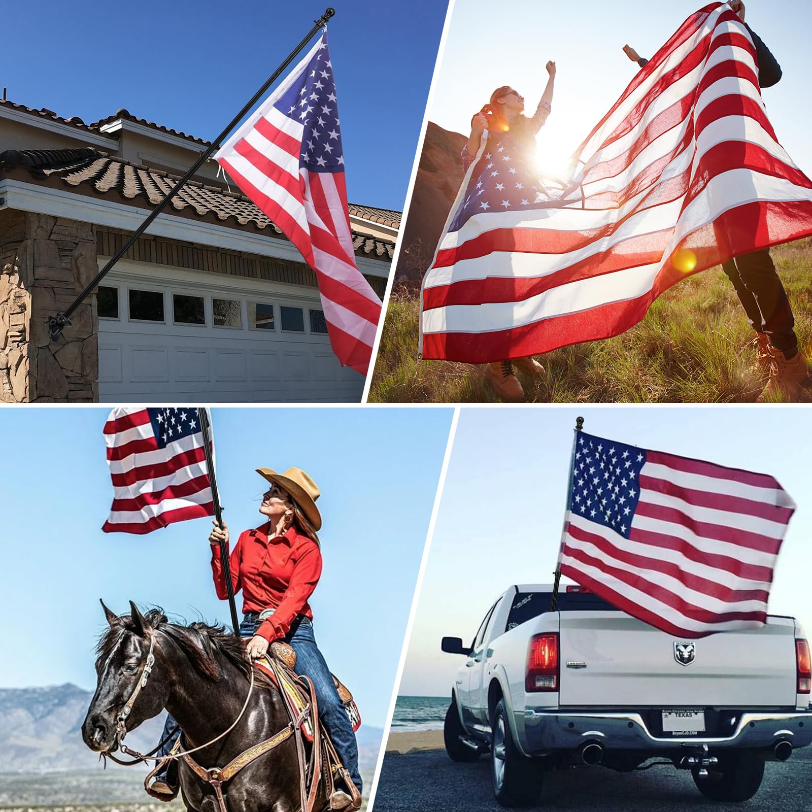 LAKEROD heavy-duty flag kit suitable for porches, schools, and commercial spaces