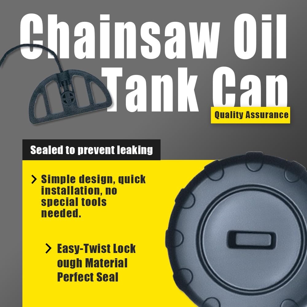 Lakeyulystore oil-cap illustration highlighting secure fit in Stihl compatibility.