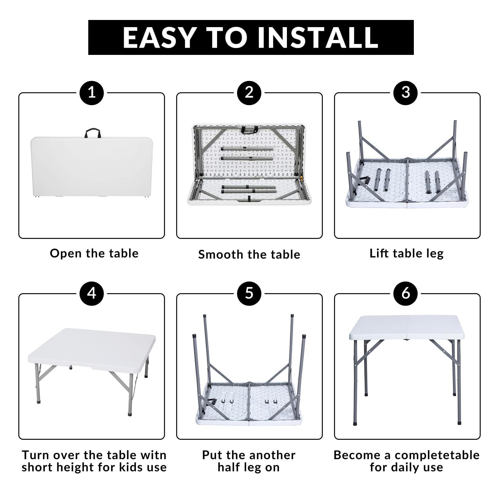 Lakhow table with anti-slip feet ensures steady placement.