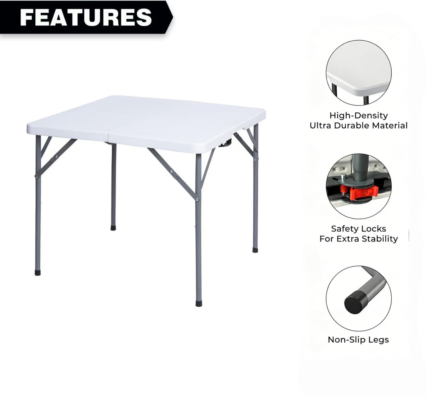 Lakhow folding table carrying handle enables easy transport.