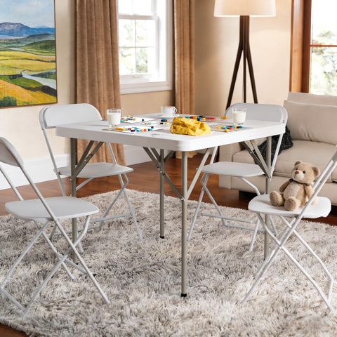 Lakhow 34-inch square folding table folded compact for storage.